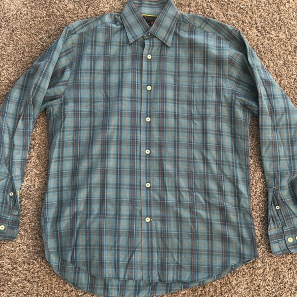 Robert Talbott Medium Multi Color Plaid Pattern Button Front Shirt - Picture 2 of 8